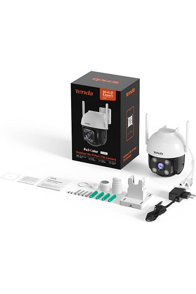 Tenda 360° Security Camera Outdoor with 30m Color Night Vision, PTZ CCTV WiFi Camera with 2-way Audi