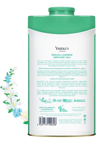 YARDLEY London Jasmine Perfumed Talcum Body Powder, Sweet And Bold Jasmine Scent - 250 Gm