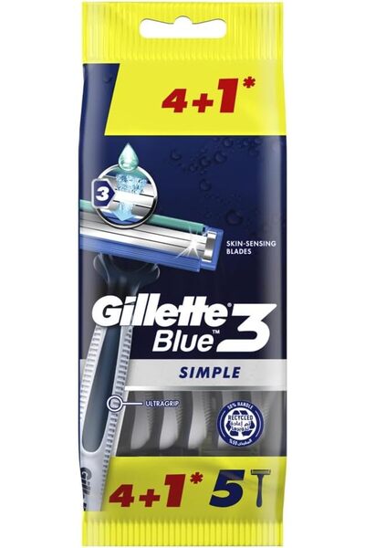 Gillette شفرات جيليت بلو سيمبل 3 للاستخدام مرة واحدة X4+1 (5 قطع)