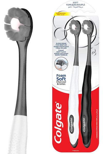 Colgate Colgate High Density Foam Toothbrush Soft with Charcoal 2 Pack