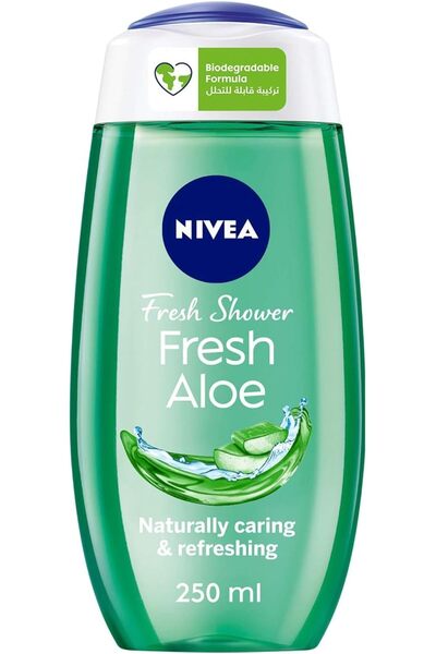 NIVEA Shower Gel Body Wash, Fresh Aloe Natural Aloe Vera Fresh Scent, 250ml