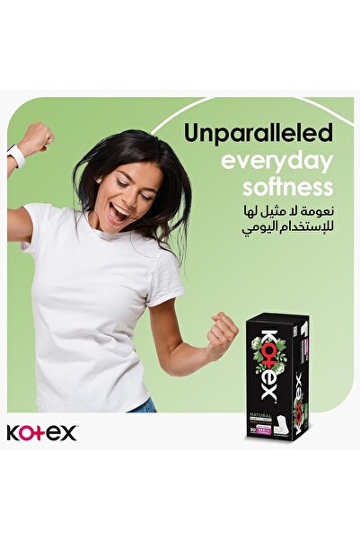 Kotex Natural Panty Liners, 100% Cotton, Thin Size, 40 Daily Panty Liners