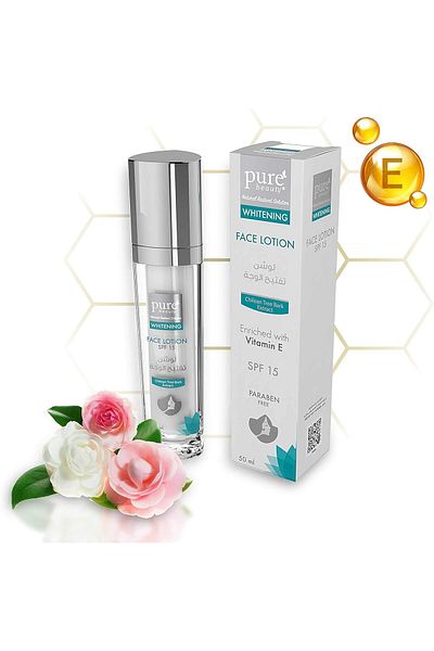 PURE BEAUTY لوشن تبييض الوجه بيور بيوتي مع عامل حماية من الشمس 15 - 50 مل