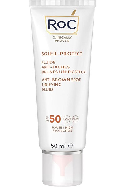 Roc RoC - Soleil-Protect Fluido Unificador Anti Mancha Marrón SPF 50 - Crema Hidratante Facial con Vitam