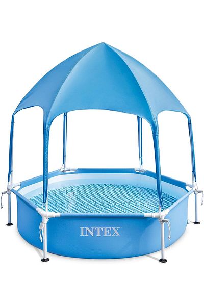 Intex 28209EP Canopy Metal Frame Above Ground Swimming Pool: 6ft x 15in – Built-in Canopy Sprayer