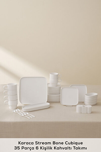 Karaca Forever Bone Cubique 35 Parça 6 Kişilik Kahvaltı Takımı