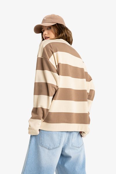 Roxy Sweatshirt mit Rundhalsausschnitt für Damen – Algodon und Polyester Blend Yarn Dy