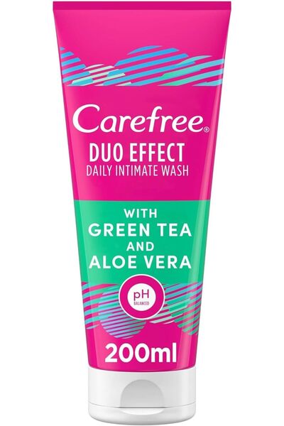 Carefree غسول يومي للمنطقة الحساسة، تأثير ثنائي بالشاي الأخضر والصبار، 200 مل