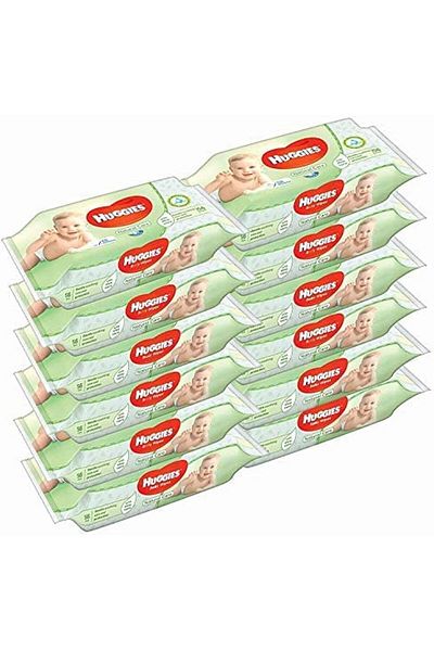 Huggies Baby Wipes Natural Care with Aloe Vera, 56 Count, Pack of 12, Total 672 Wipes