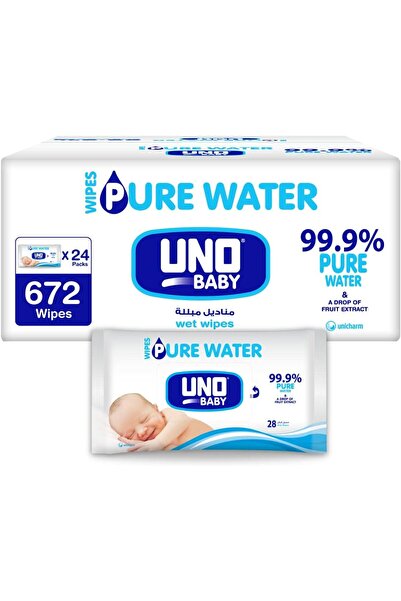 Uno مناديل الأطفال بيور ووتر 24 × 28، 672 منديل