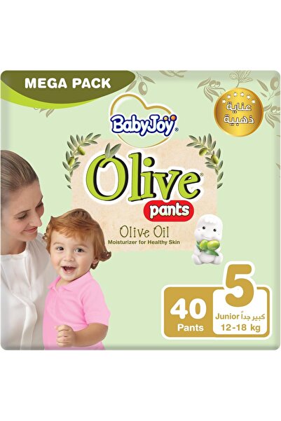 BabyJoy بنطلون زيتوني، مقاس 5 جونيور، عبوة كبيرة، 12-18 كجم، 40 قطعة