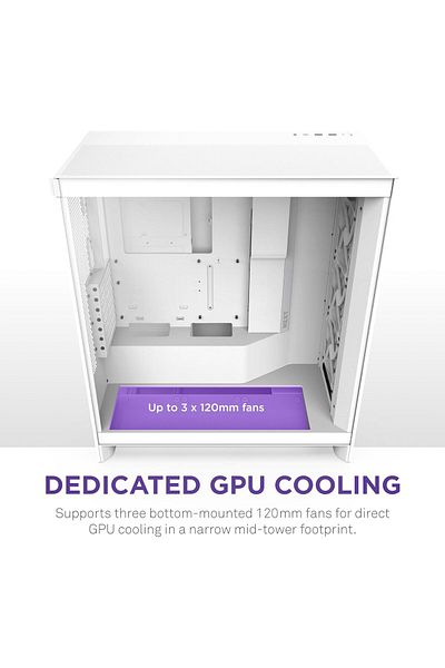 Nzxt H7 Flow 2024 - Mid-Tower ATX Airflow Case - Includes Pre-Installed 3 x 120mm Fans - CM-H72FW-01