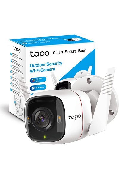 tapo TP-Link Outdoor Security Camera, Weatherproof, Colour Night Vision, No Hub Required, Works with
