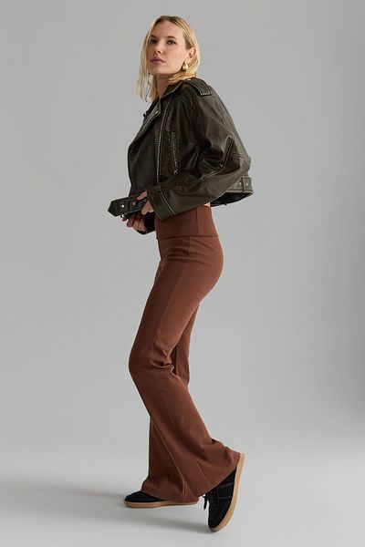 Trendyol Collection Brown Flare/Spanish Leg Waist Detail Stretchy Interlock Trousers Twoaw25Pl00005