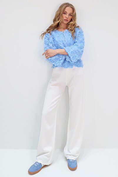 Trend Alaçatı Stili White High Waist Five Pockets Women's Pantalonwide Leg Summer Gabardine Alc-X13761