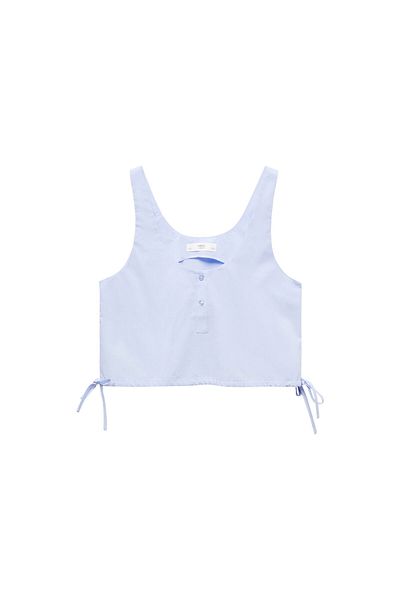 MANGO Woman Topuri de pijama pentru femei albastru deschis 67066016