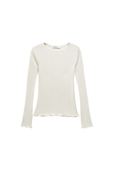 MANGO Woman Koszulka damska biała 67044480