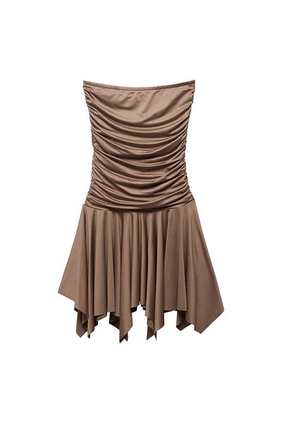 MANGO Woman Γυναικείο φόρεμα TAUPE 67067911