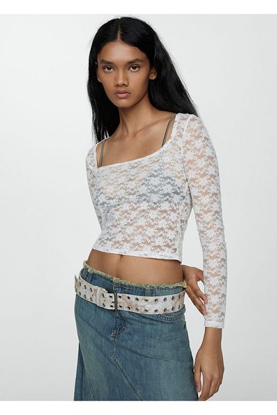 MANGO Woman Λευκό Γυναικείο Μπουστάκι 67057908