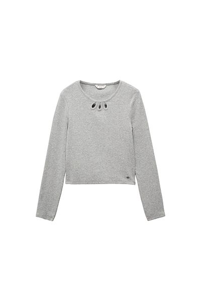 MANGO Woman Metal Gray Girl's T-Shirt 67990629