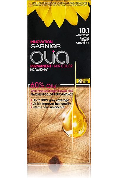 Garnier Olia Hair Color 10.1 Ashy Vivid 41954 --- Garnier Permanent Hair Dye 10.1 for Vivid Ash Blonde