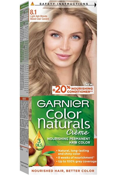 Garnier صبغة كولور ناتشرلز دائمه و مغذية للشعرمع بلسم أشقر فاتح رمادي 8.1 من غارنيير