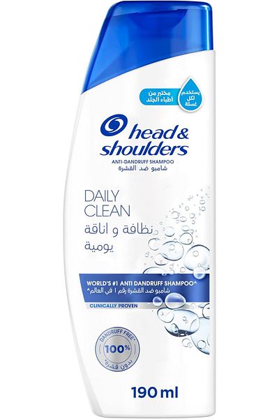 Head&Shoulders شامبو هيد آند شولدرز المضاد للقشرة للتنظيف اليومي للشعر العادي، 190 مل