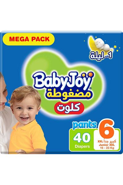 BabyJoy Culotte, Size 6, Junior XXL, 16-23 Kg, Mega Pack, 40 Diaper Pants