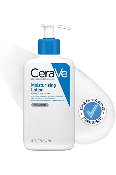 CeraVe لوشن مرطب يومي للوجه والجسم للبشرة الجافة إلى الجافة جدًا 236 مل/8 أونصة