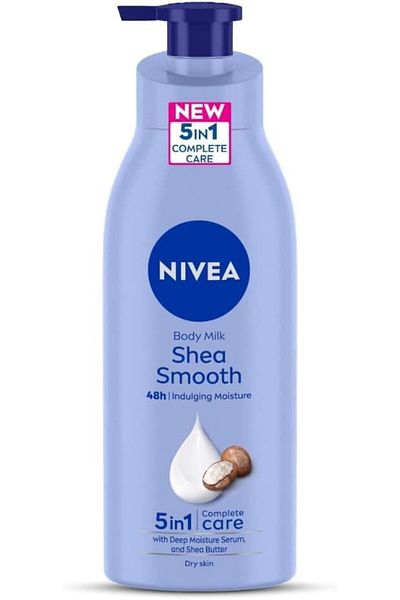 NIVEA لوشن مرطب للجسم للبشرة الجافة، عناية مرطبة لمدة 48 ساعة، حليب للجسم ذو إحساس ناعم، زبدة الشيا