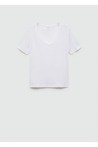 MANGO Tricou alb pentru femei 77120582