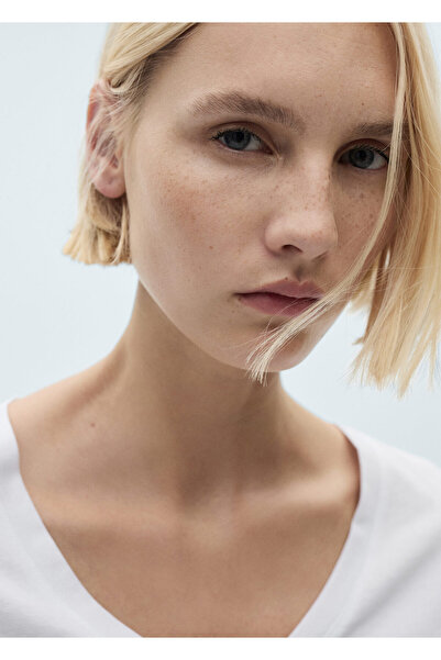 MANGO Weißes Damen-T-Shirt 77120582