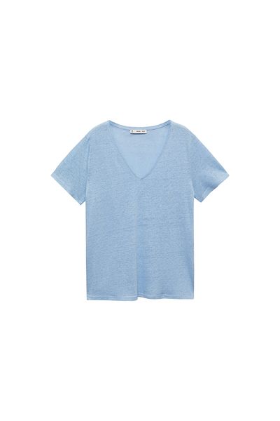 MANGO Woman Women's Sky Blue T-Shirt 77120583