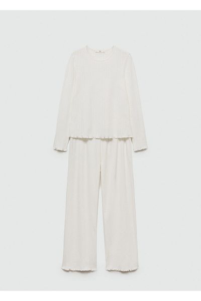 MANGO Weiße Pyjama-Hose für Damen 77050575