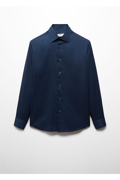 MANGO Ανδρικό πουκάμισο Navy Blue 67098266