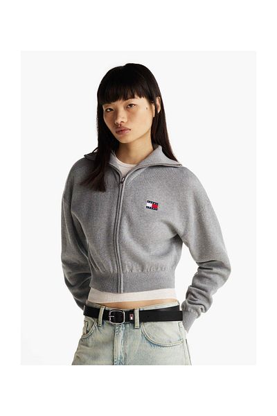 Tommy Hilfiger Gray Zippered Women's Cardigan