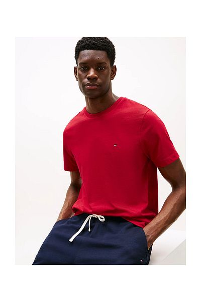 Tommy Hilfiger Men's Slim Fit T-Shirt with Stretch Fabric - Round Neck, Long Sleeve, Red Mw0Mw39995-Xld