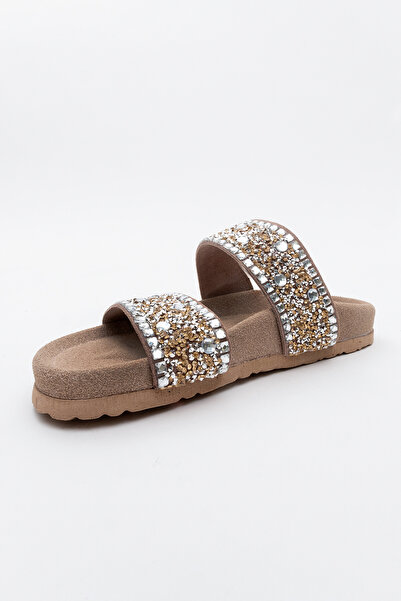 LuviShoes JAMES Earth Stone Double Banded Genuine Leather Women's Slippers