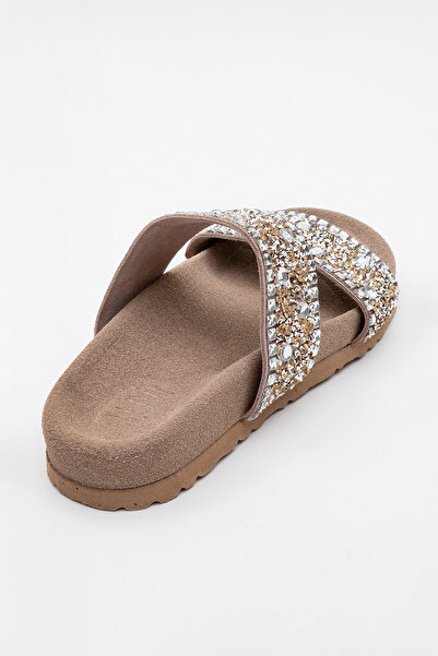 LuviShoes JAMES Earth Stone Double Banded Genuine Leather Women's Slippers