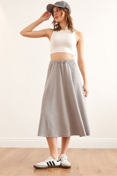 Olalook Grauer, drapierter Twist-Rock mit elastischer Taille für Damen ETK- 19000258