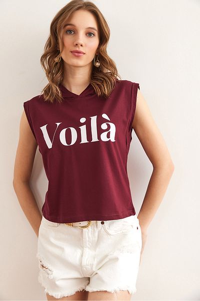 Olalook Tricou din bumbac cu glugă pentru subrat pentru femei TSH- 19000843