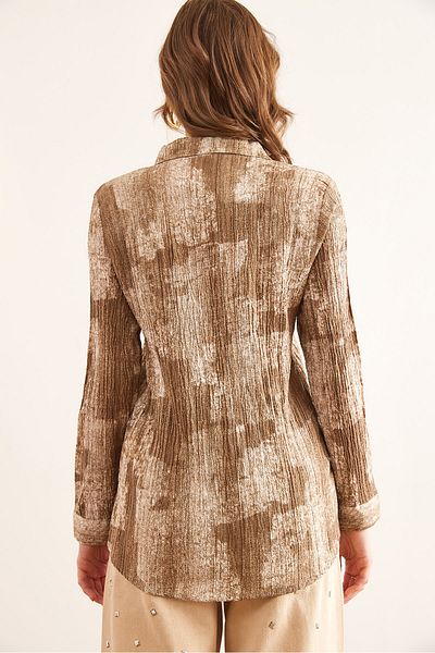 Olalook Women's Brown Color Gradient Textured Regular Fit Shirt Gml- 19001297