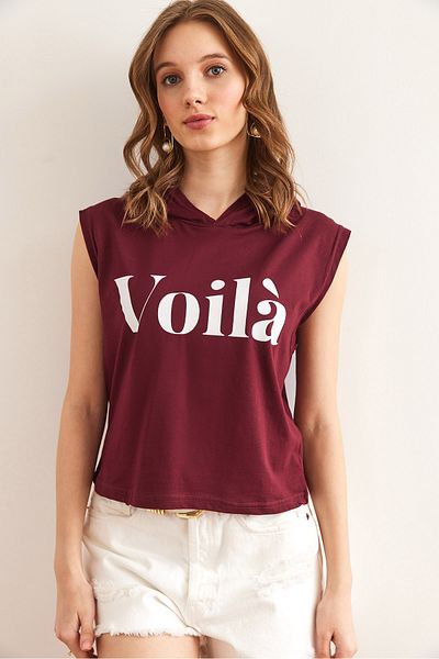 Olalook Tricou din bumbac cu glugă pentru subrat pentru femei TSH- 19000843