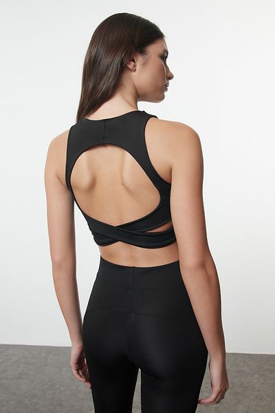Trendyol Collection Push up és alakformáló fekete kötött sportmelltartó - hátrészlet THMAW25SS00012