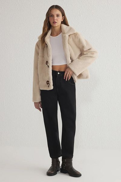 Trendyol Collection Регулярне пальто з кокошника екрю з кокошником TWOAW25MO00338