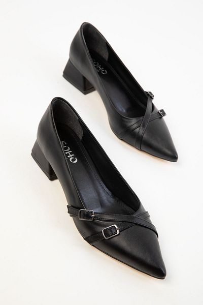 SOHO Black-Platinum Women's Classic Heeled Shoes 19647