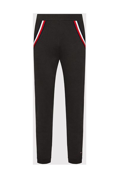 Tommy Hilfiger Pantaloni de sport negri cu logo elastic pentru bărbați UM0UM02352-BDS