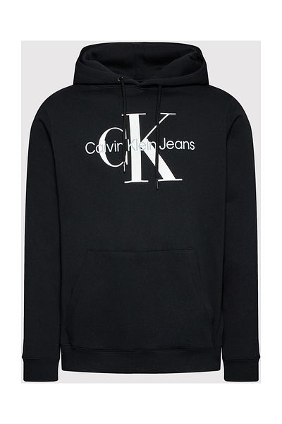 Calvin Klein Pánská mikina J30j320934-beh Core Monogram Hoodie Crew Neck Regular Fit Plain Black