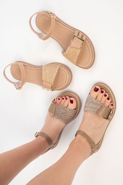 SOHO Nerz-Stroh Damen Sandalen 20395