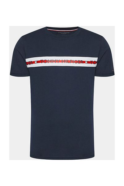 Tommy Hilfiger Pánské tričko s krátkým rukávem a kulatým výstřihem, tmavě modré tričko UM0UM01915-DW5